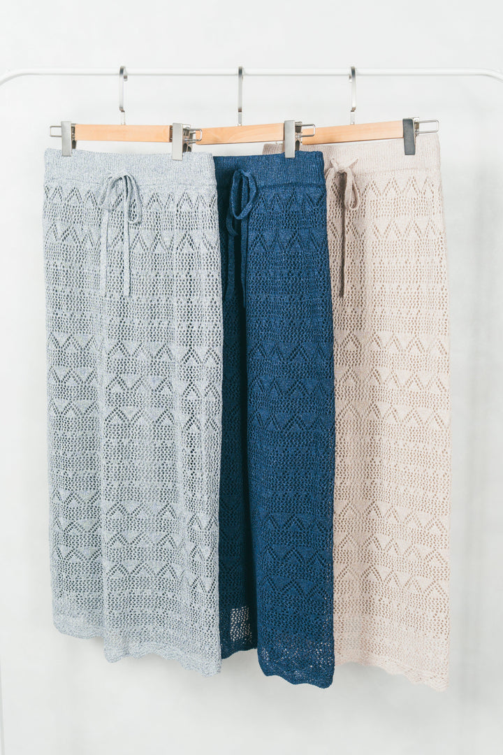 バックスリットレースニットスカート (GRAY)