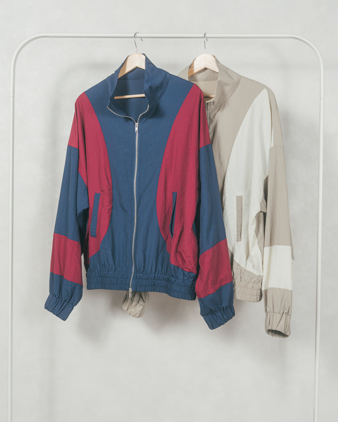 バイカラーオーバーサイズブルゾン (NAVY x BORDEAUX)