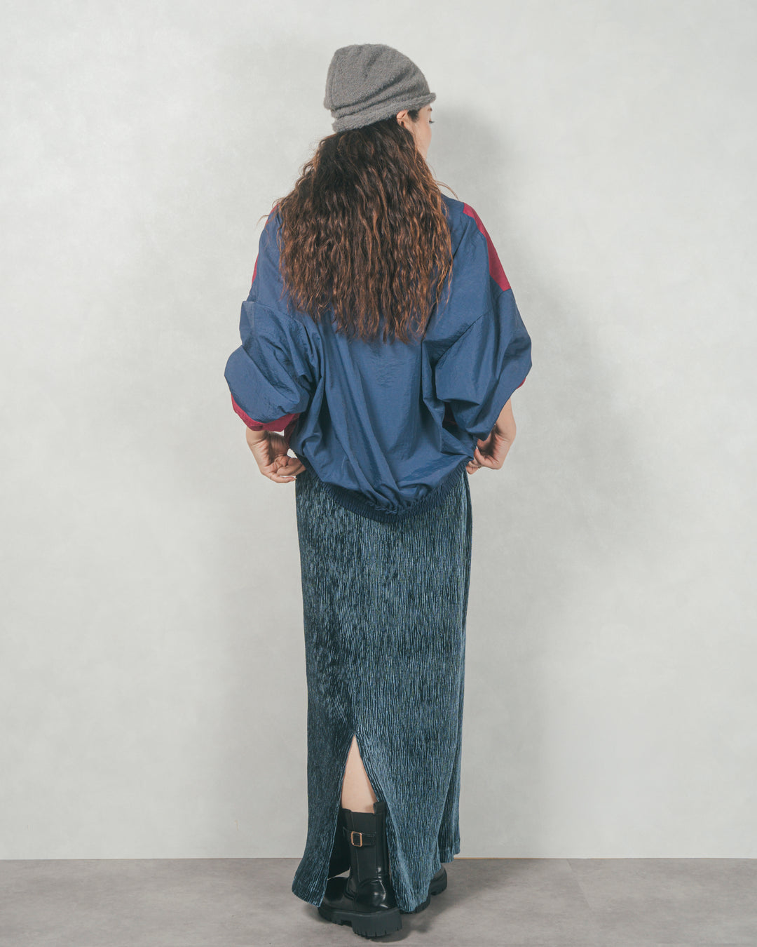 ベロアNarrowスカート (FOSSIL BLUE)