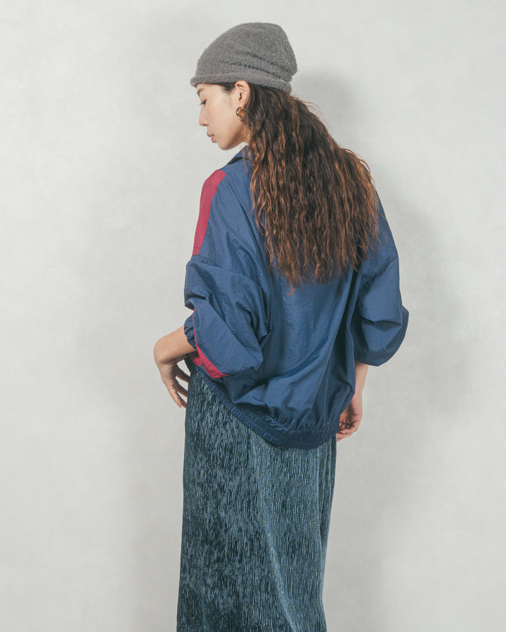 バイカラーオーバーサイズブルゾン (NAVY x BORDEAUX)
