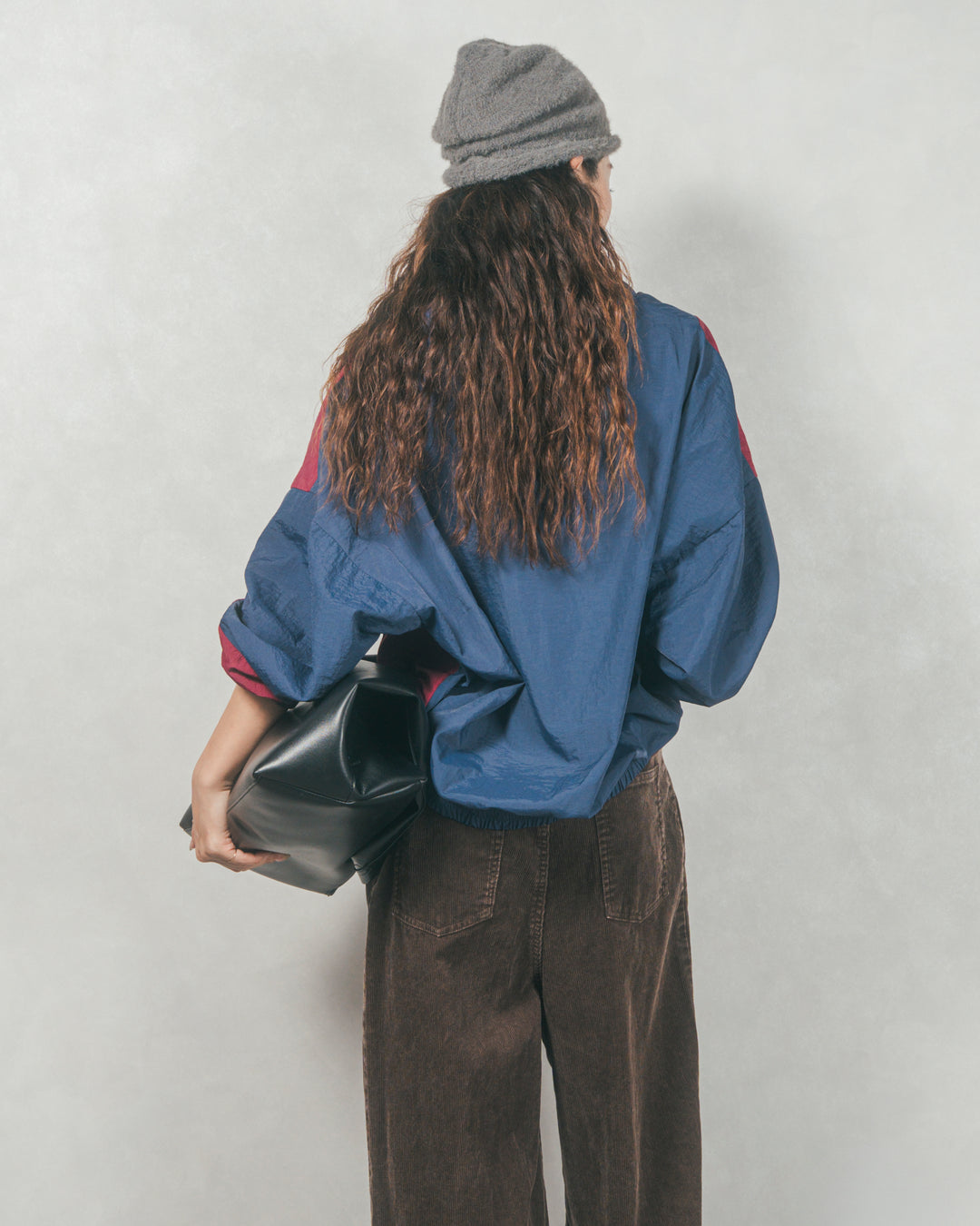 バイカラーオーバーサイズブルゾン (NAVY x BORDEAUX)
