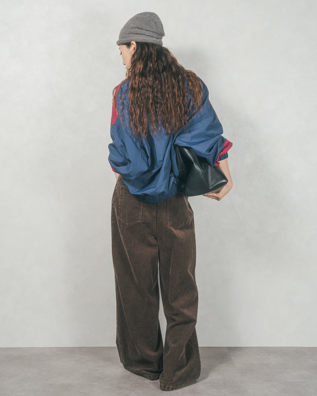 バイカラーオーバーサイズブルゾン (NAVY x BORDEAUX)