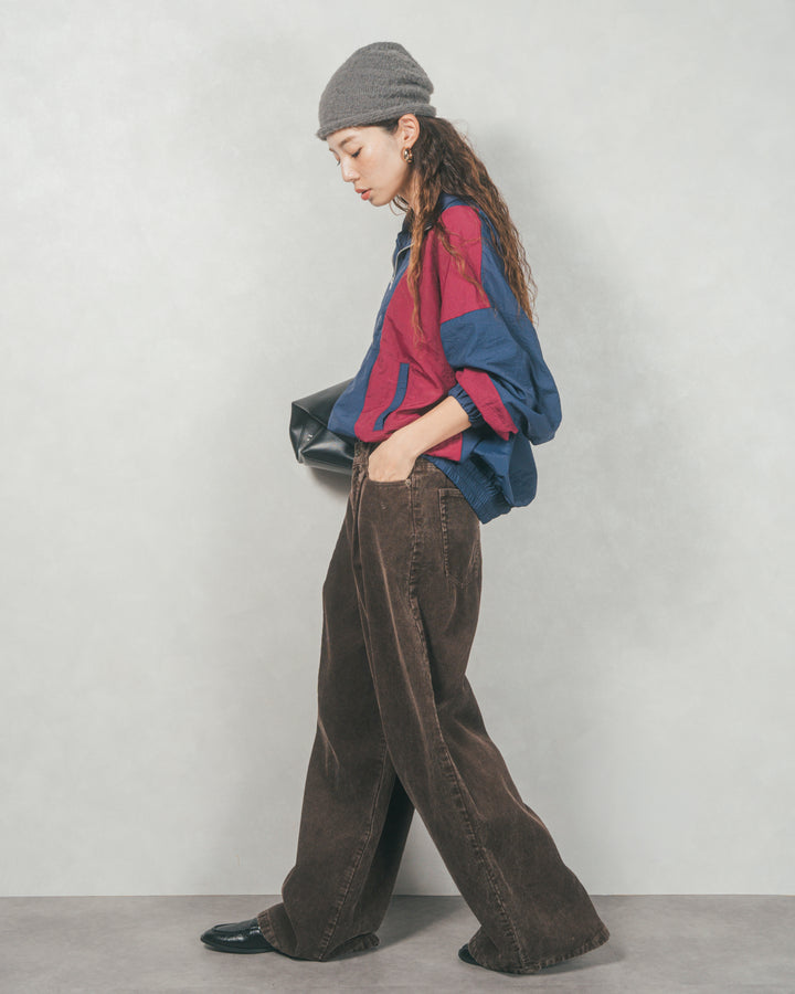 バイカラーオーバーサイズブルゾン (NAVY x BORDEAUX)