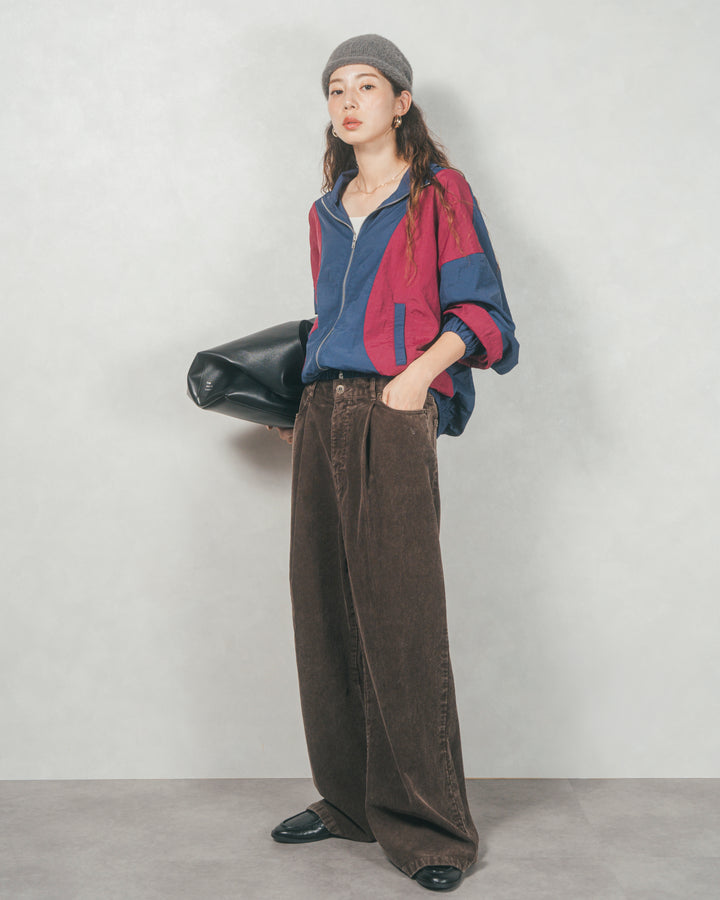バイカラーオーバーサイズブルゾン (NAVY x BORDEAUX)