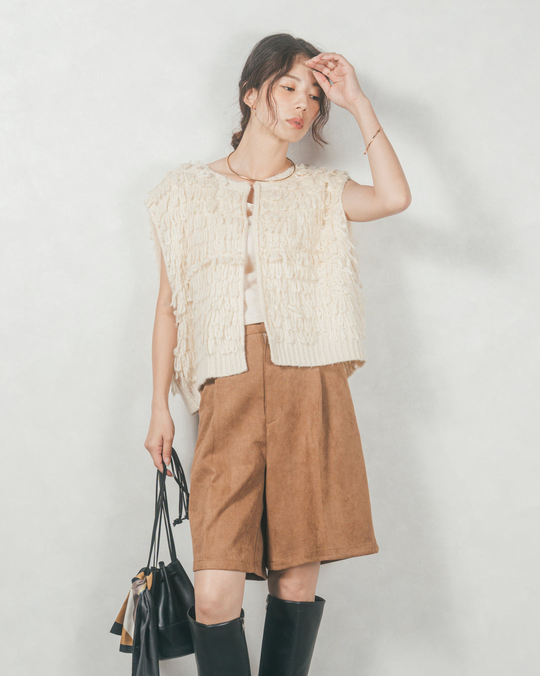 スウェードライクハーフパンツ (CAMEL)