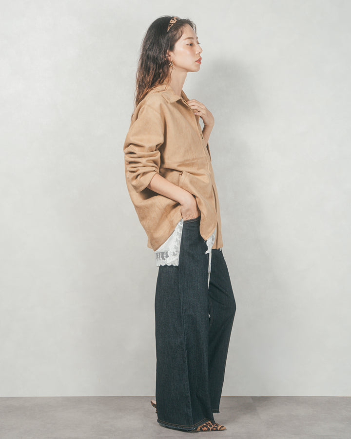 スゥエードライクジップブルゾン (BEIGE)