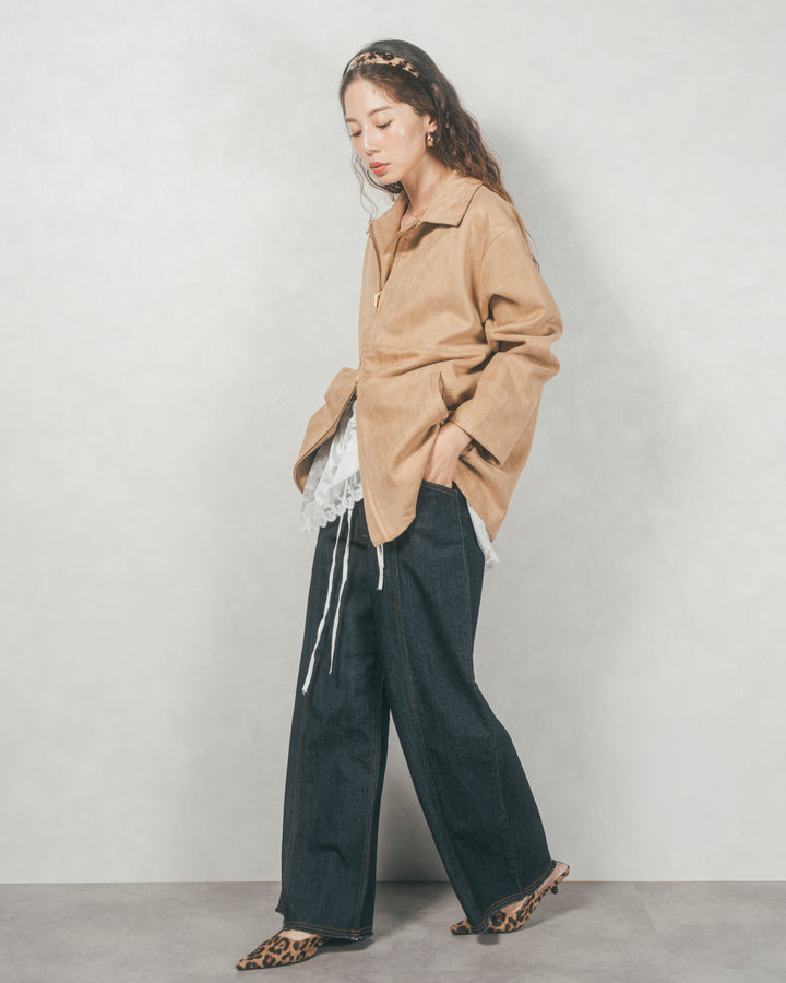 スゥエードライクジップブルゾン (BEIGE)