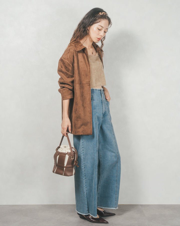 スゥエードライクジップブルゾン (BROWN)