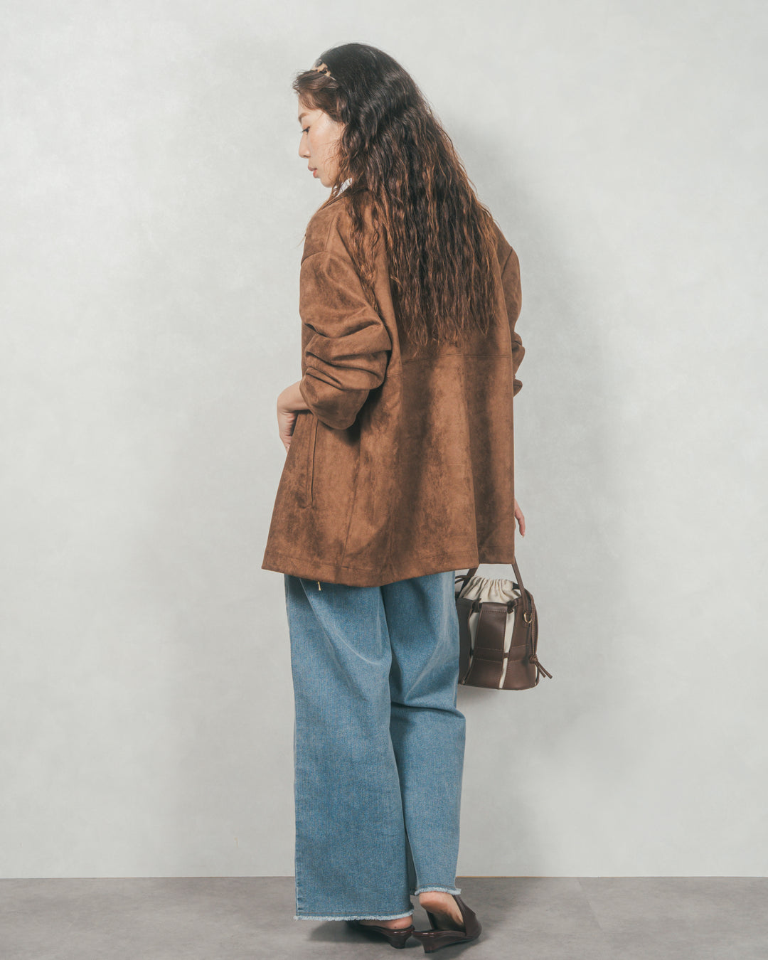 スゥエードライクジップブルゾン (BROWN)