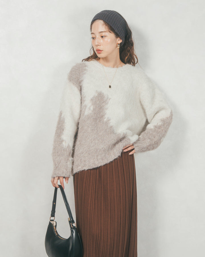 ニュアンスグラデーションShaggyニット (BEIGE)