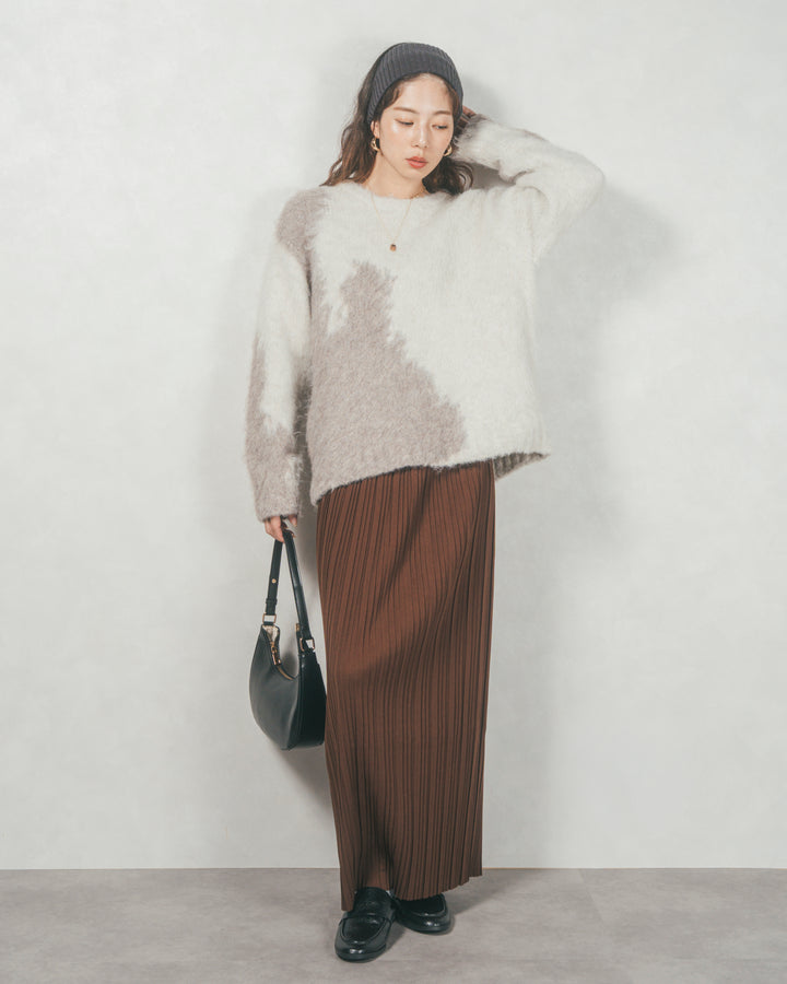 ニュアンスグラデーションShaggyニット (BEIGE)