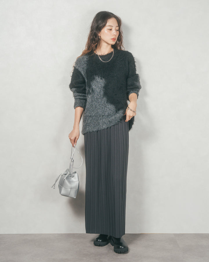 ニュアンスグラデーションShaggyニット (BLACK)