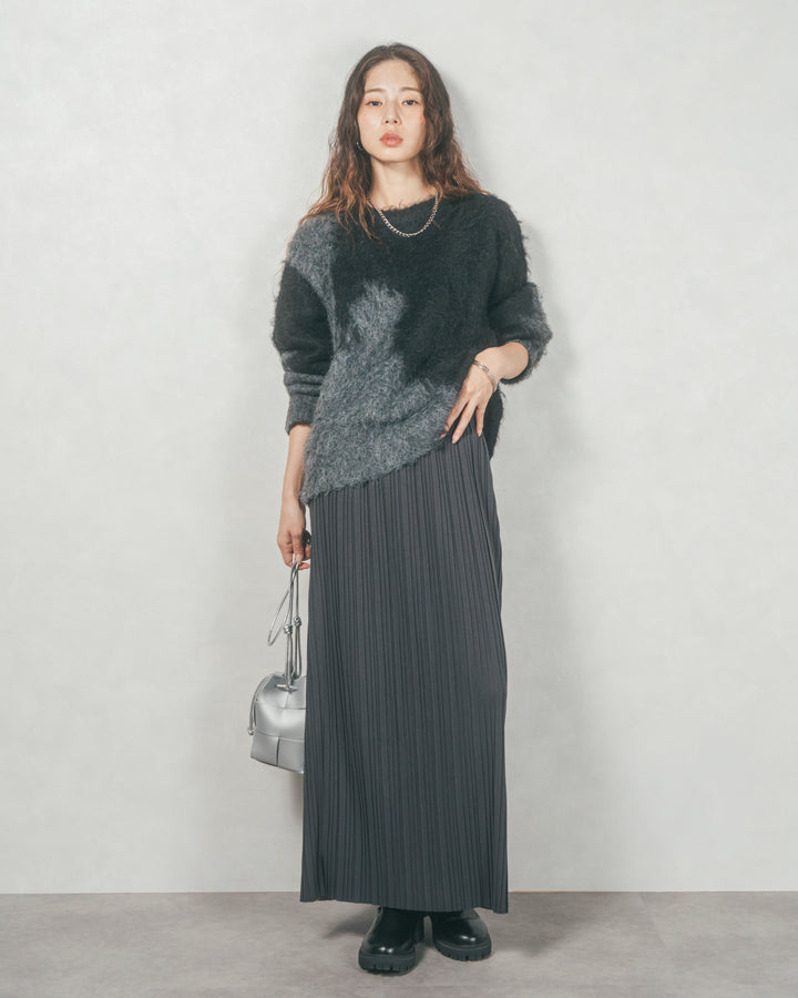 ニュアンスグラデーションShaggyニット (BLACK)