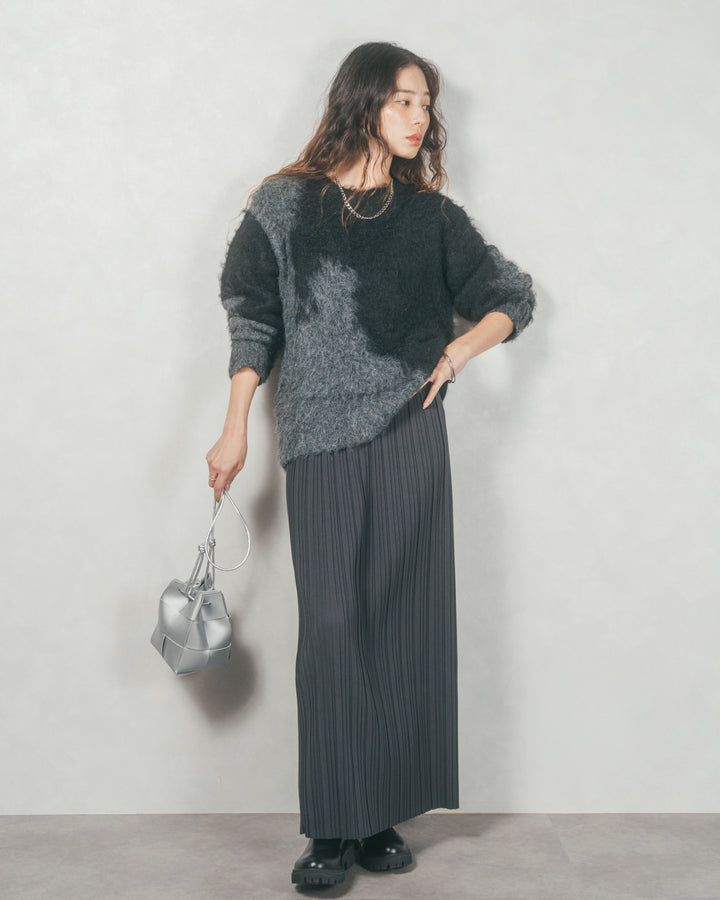 ニュアンスグラデーションShaggyニット (BLACK)