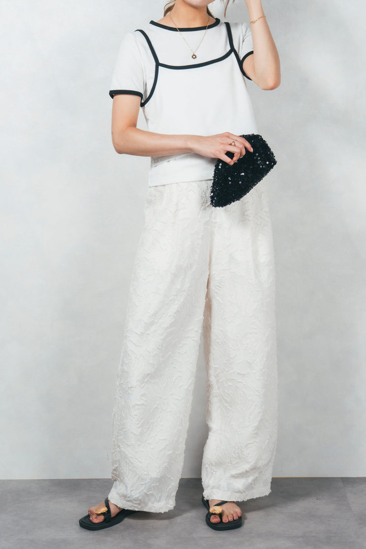 キャミ付きリンガーTシャツ (WHITE)