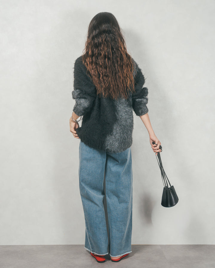 ニュアンスグラデーションShaggyニット (BLACK)