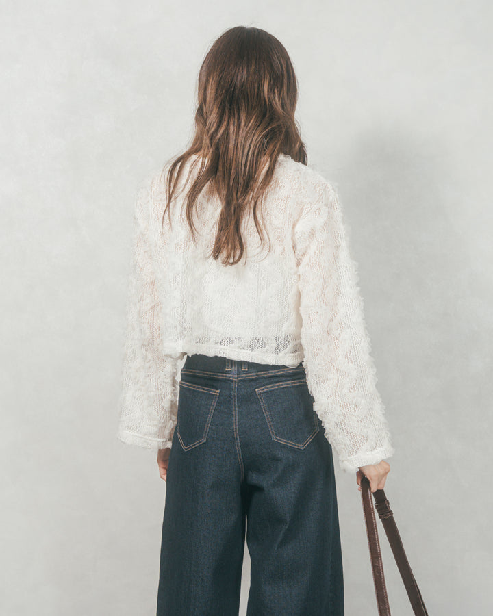 チュールメッシュクロップドトップス (IVORY)
