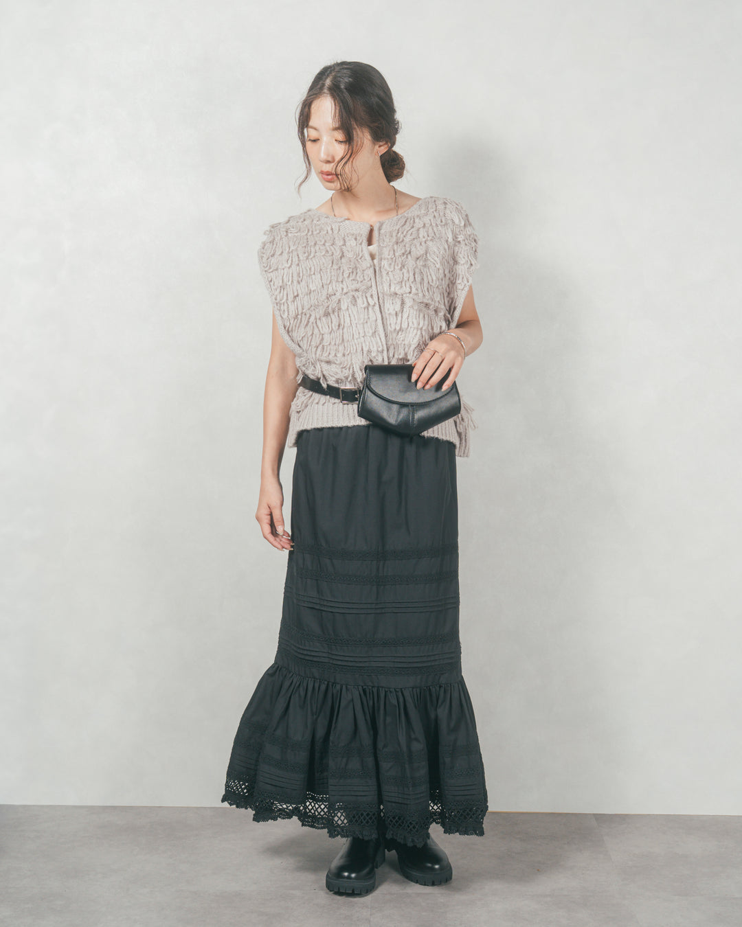 T/C ティアードスカート (BLACK)