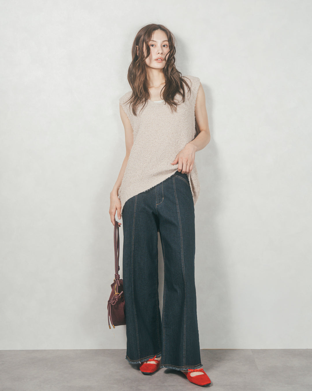 センターシーム リラックスワイドデニム (ONE WASH)