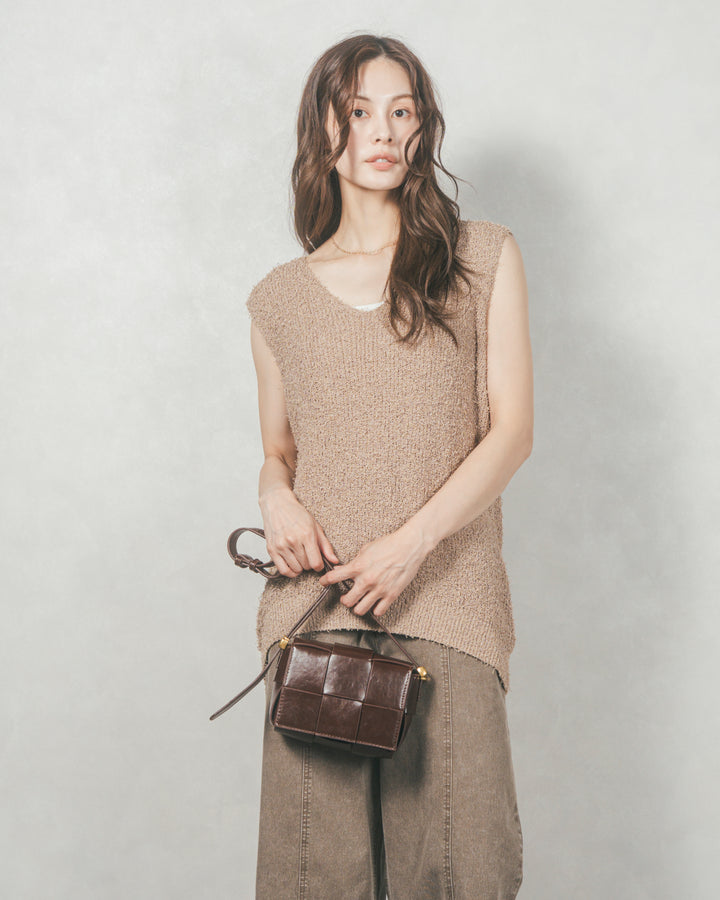 センターシーム リラックスワイドデニム (BROWN)