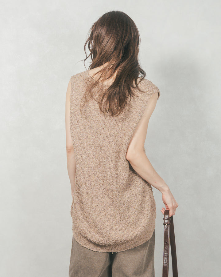 深Vネック ループヤーンニットベスト (BEIGE)