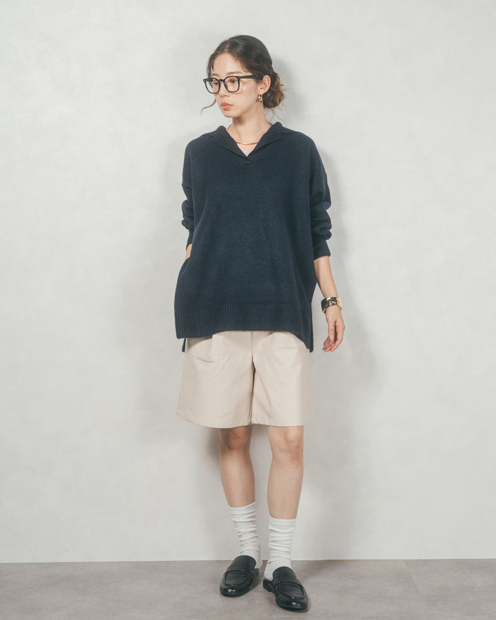 レザーライクハーフパンツ (IVORY)