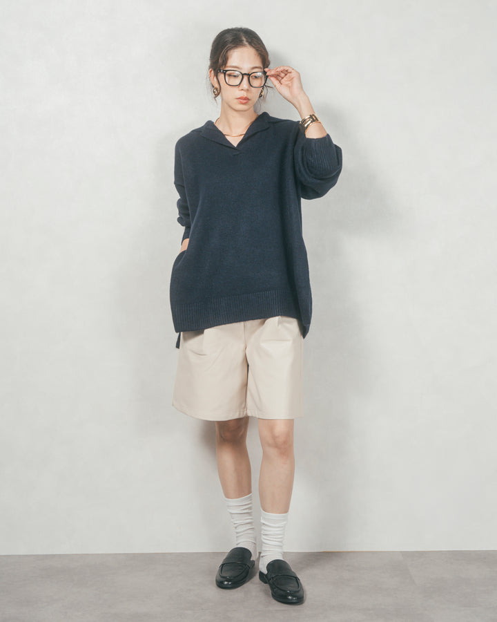 レザーライクハーフパンツ (IVORY)