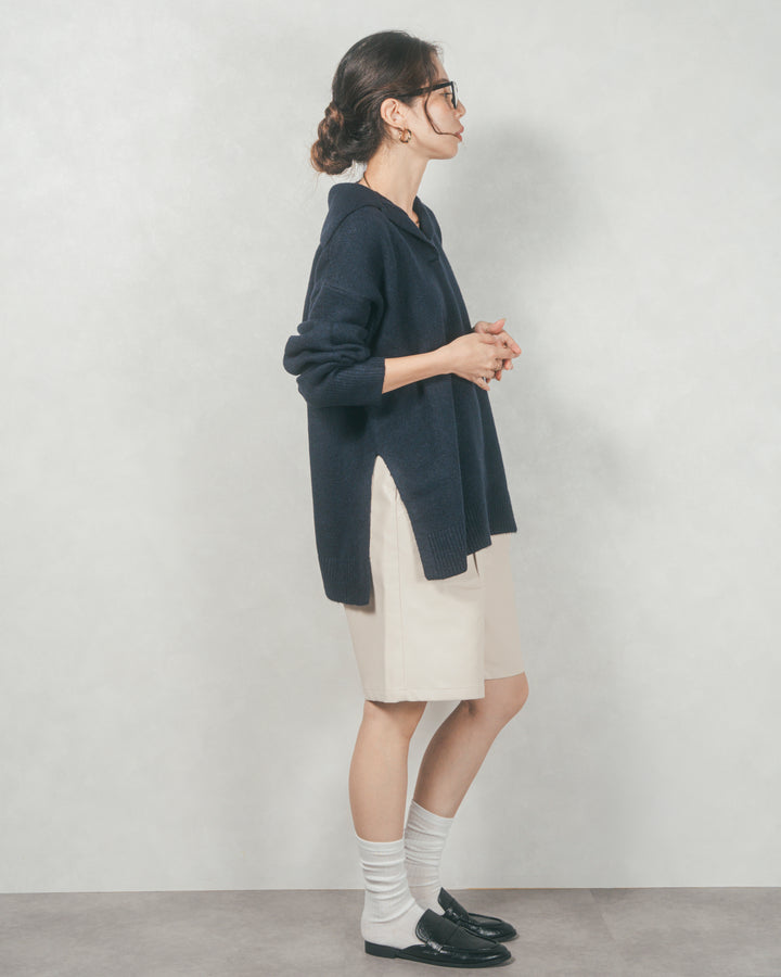 レザーライクハーフパンツ (IVORY)