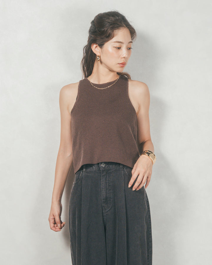 メランジVネックニットレイヤードセット (BROWN x DARK BROWN)