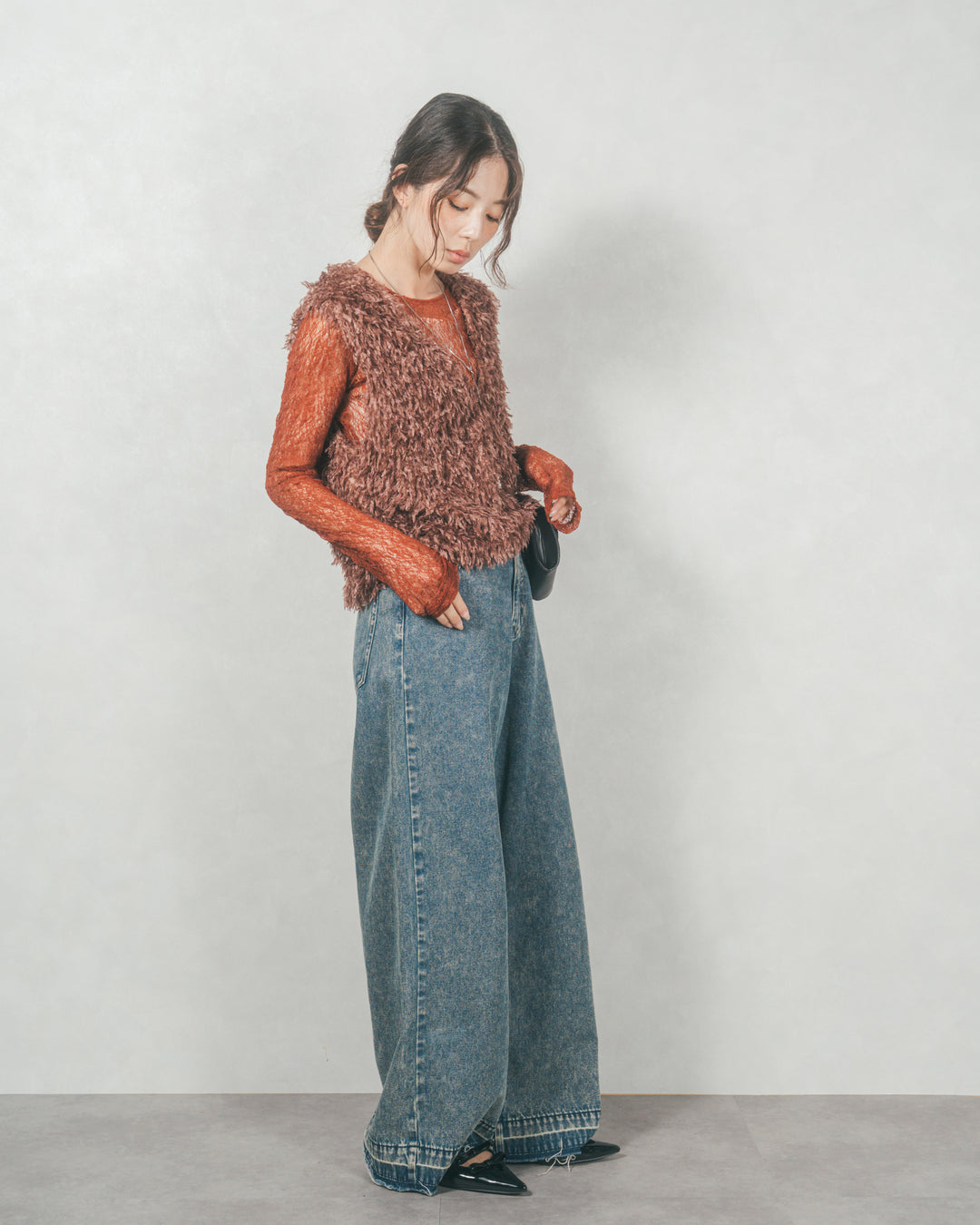 ストレッチレースシアートップス (TERRACOTTA)