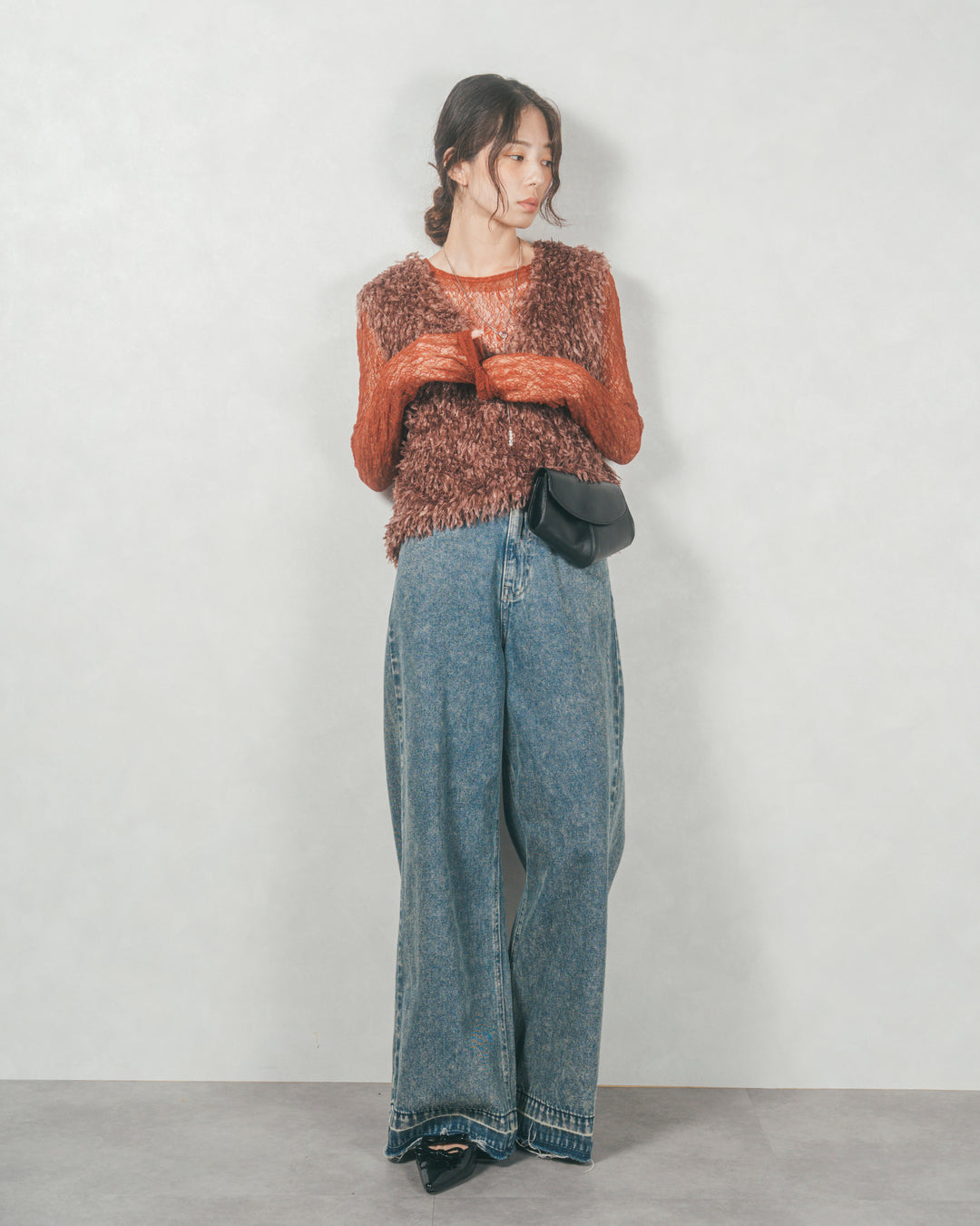 ストレッチレースシアートップス (TERRACOTTA)