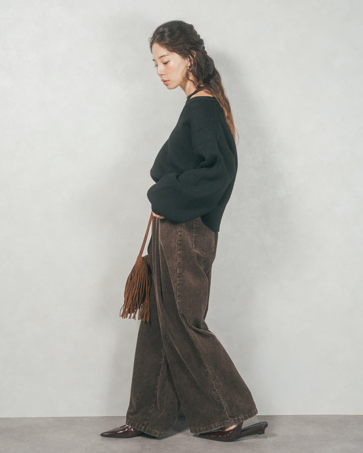メランジVネックニットレイヤードセット (BLACK x BLACK)