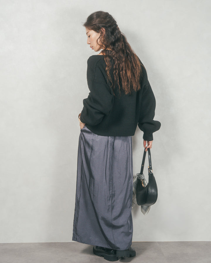 メランジVネックニットレイヤードセット (BLACK x BLACK)