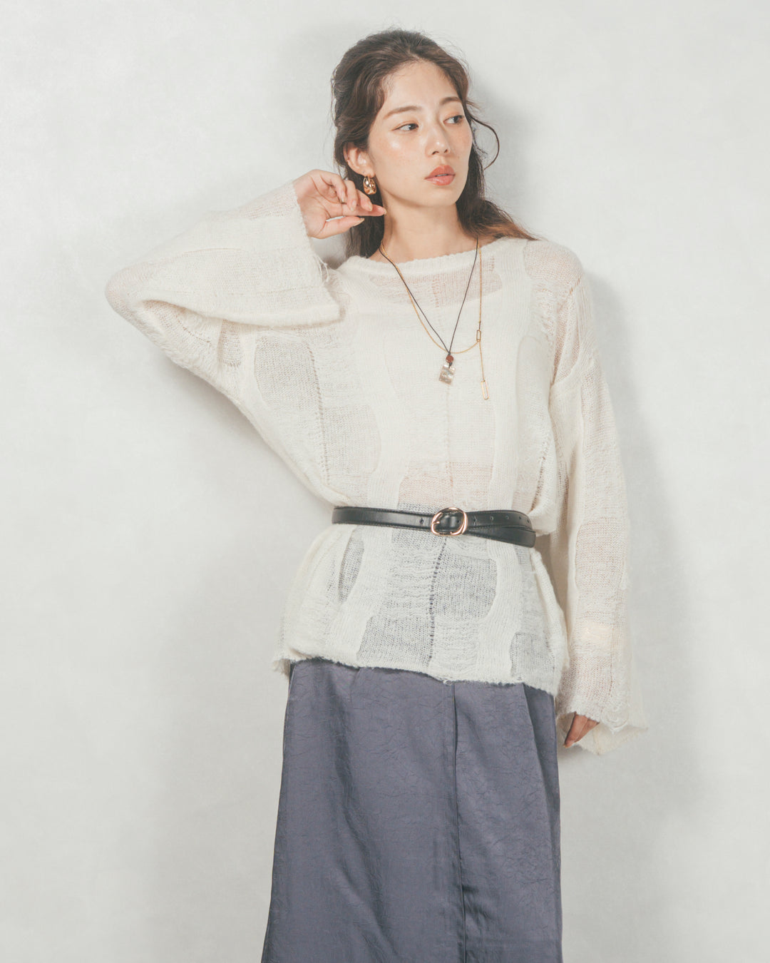 コージーオーバーサイズニット(IVORY)