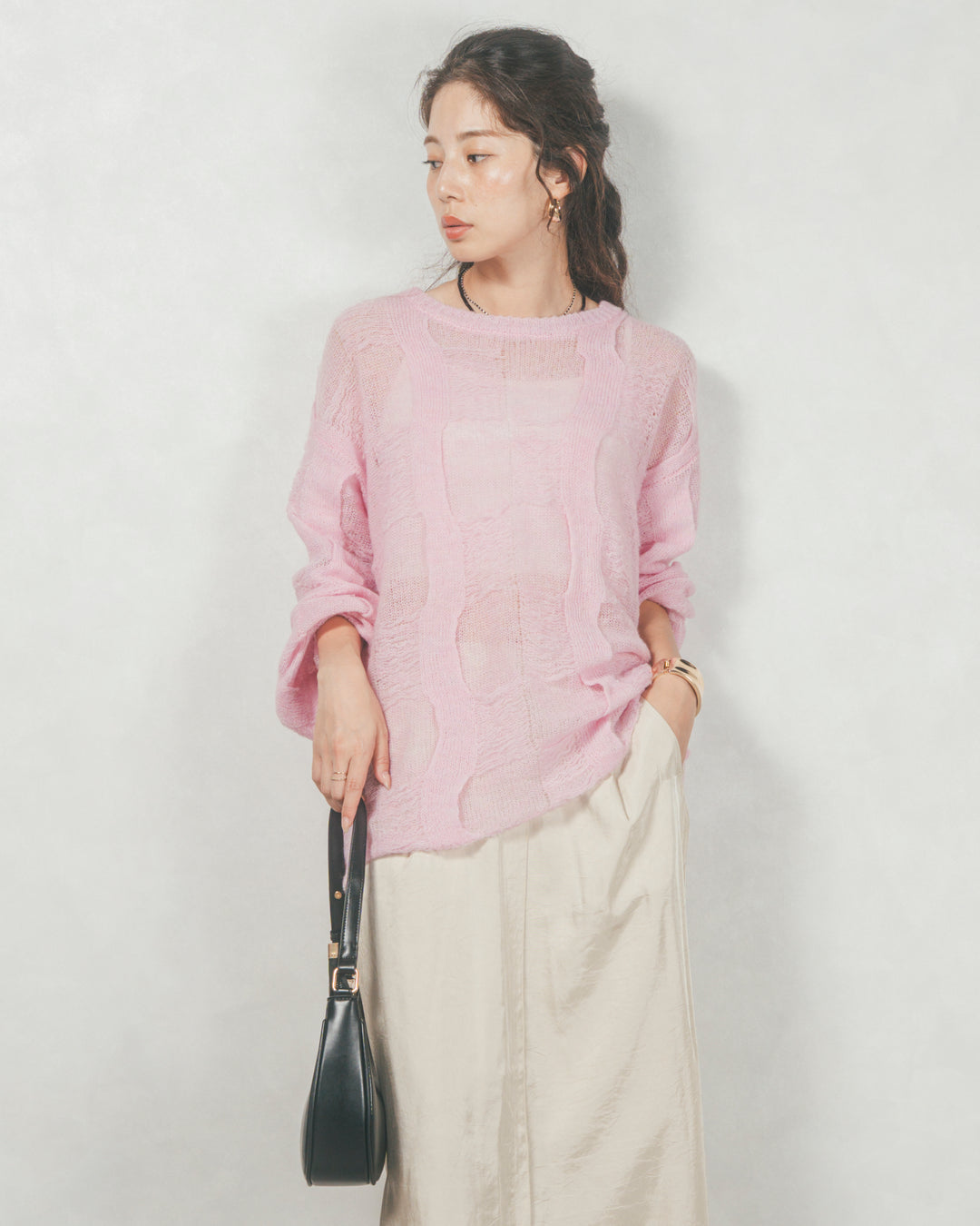 コージーオーバーサイズニット (PINK)