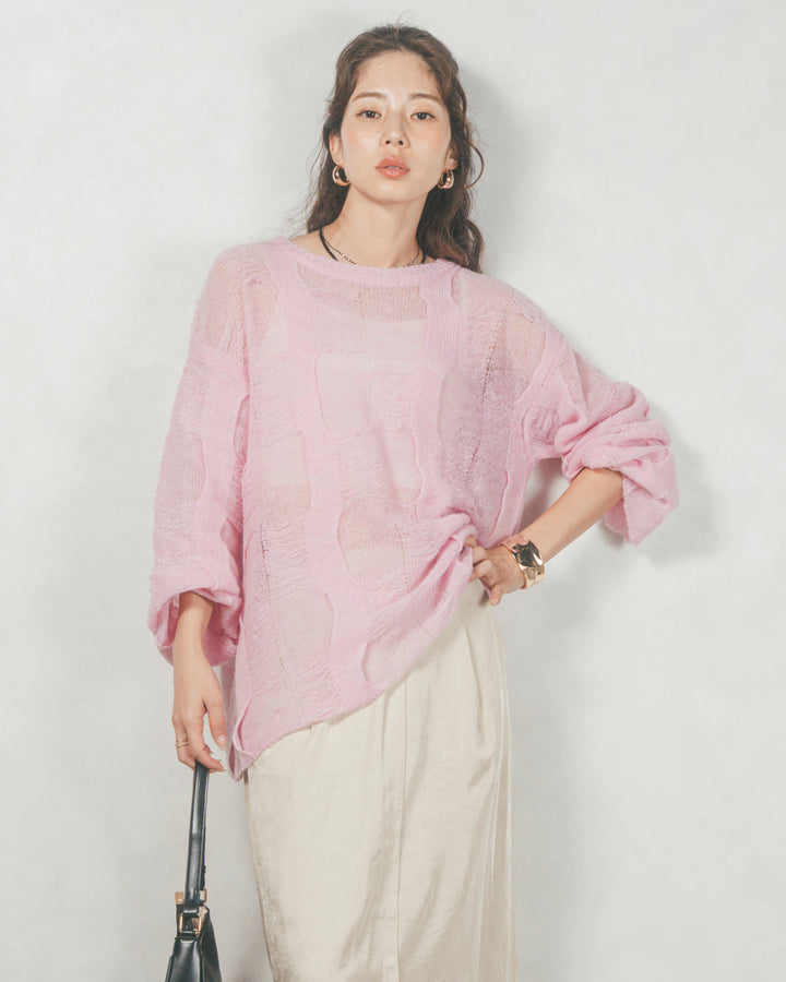 コージーオーバーサイズニット (PINK)