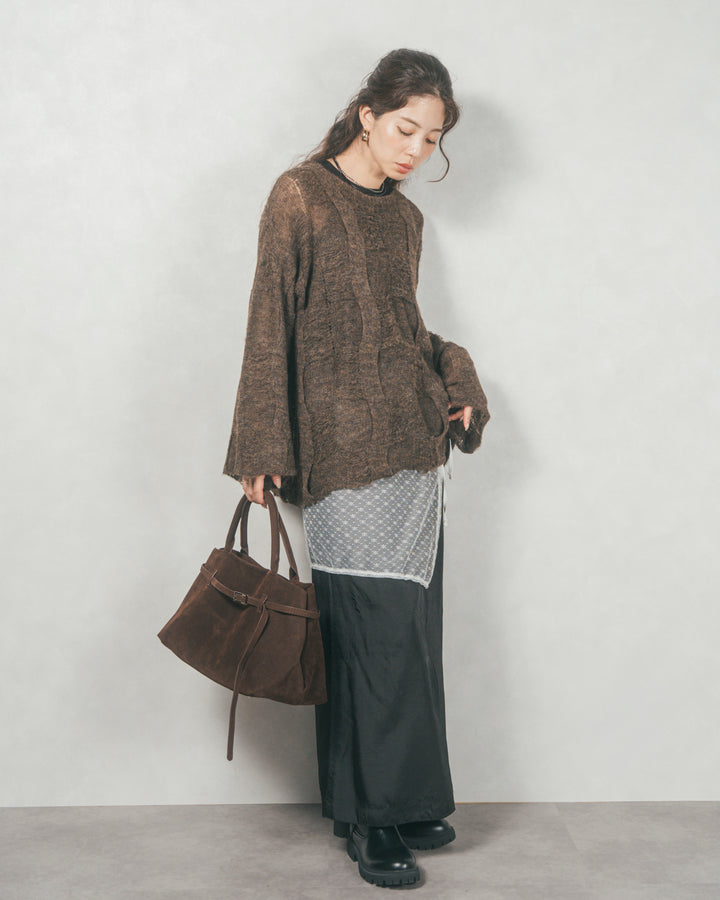 コージーオーバーサイズニット (DARK BROWN)