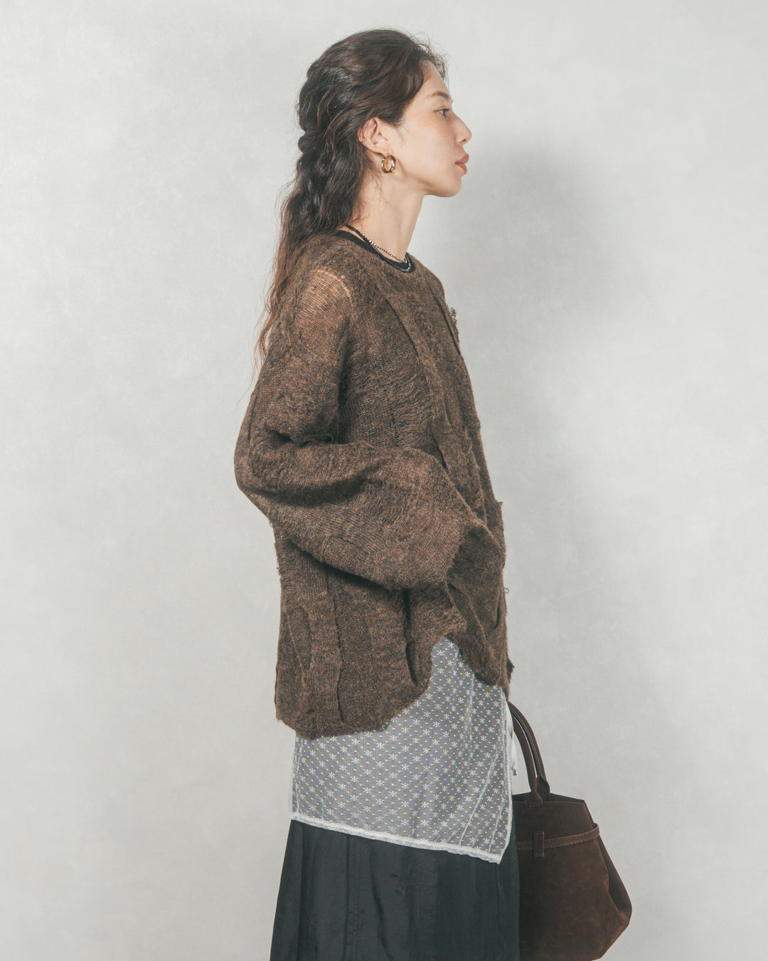 コージーオーバーサイズニット (DARK BROWN)