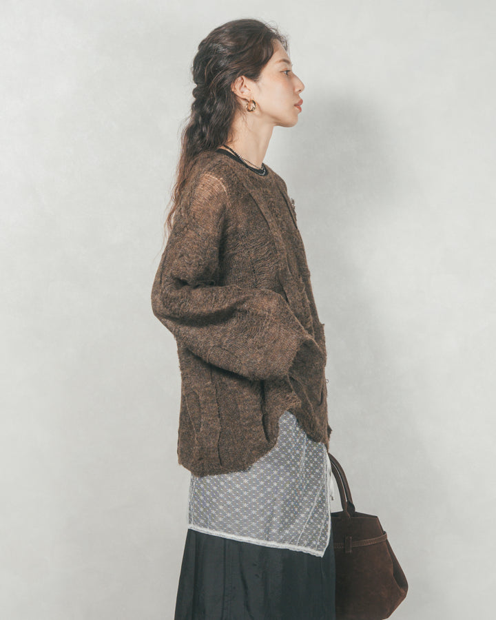 コージーオーバーサイズニット (DARK BROWN)