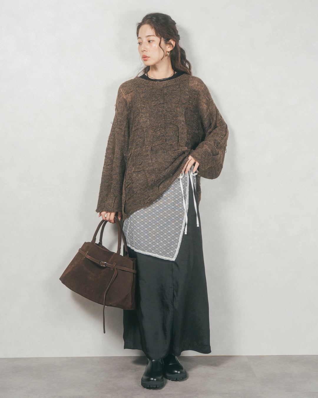 コージーオーバーサイズニット (DARK BROWN)