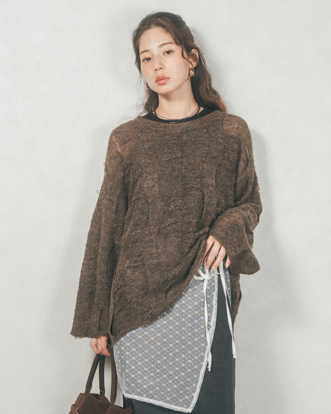 コージーオーバーサイズニット (DARK BROWN)