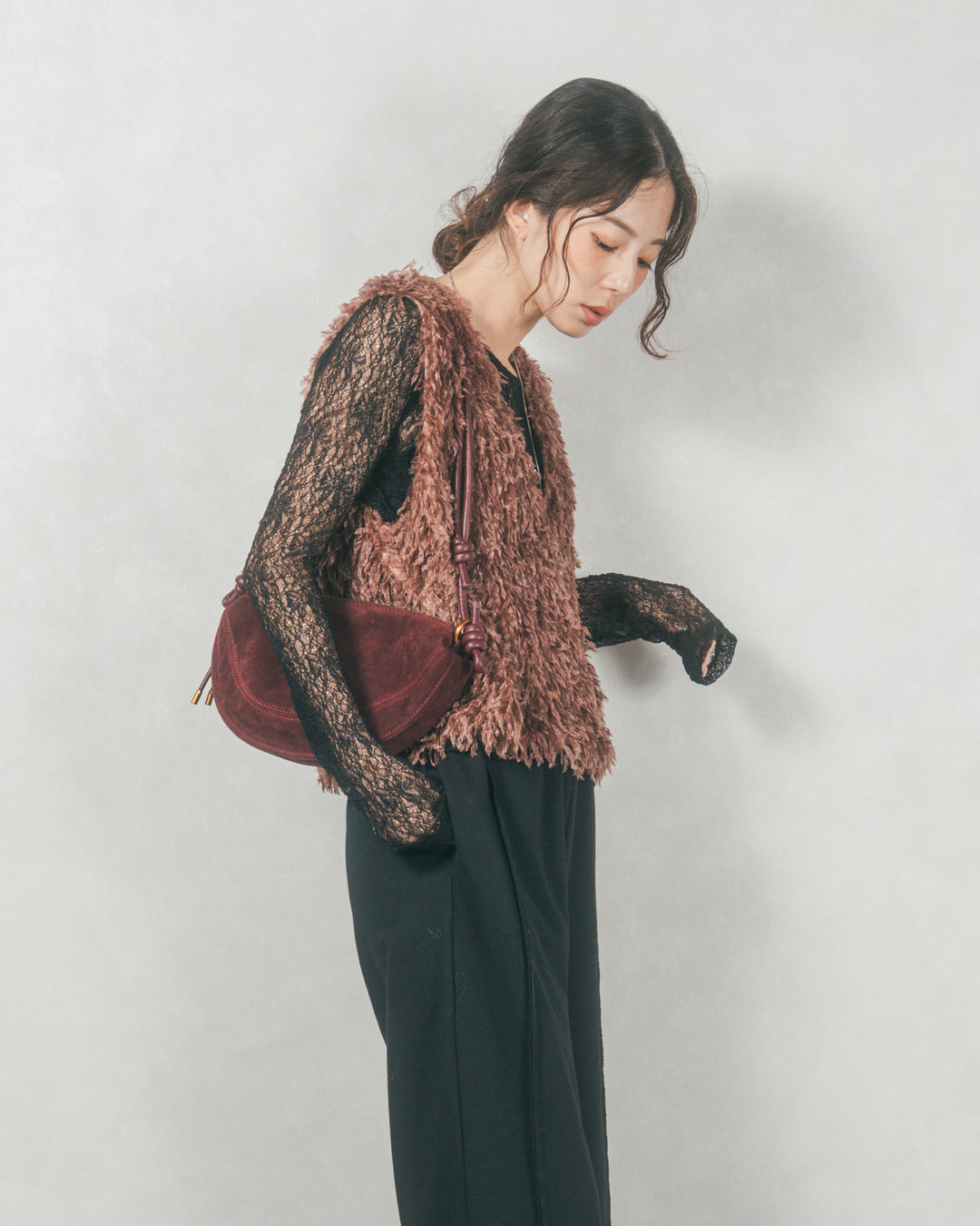 ストレッチレースシアートップス (BLACK)