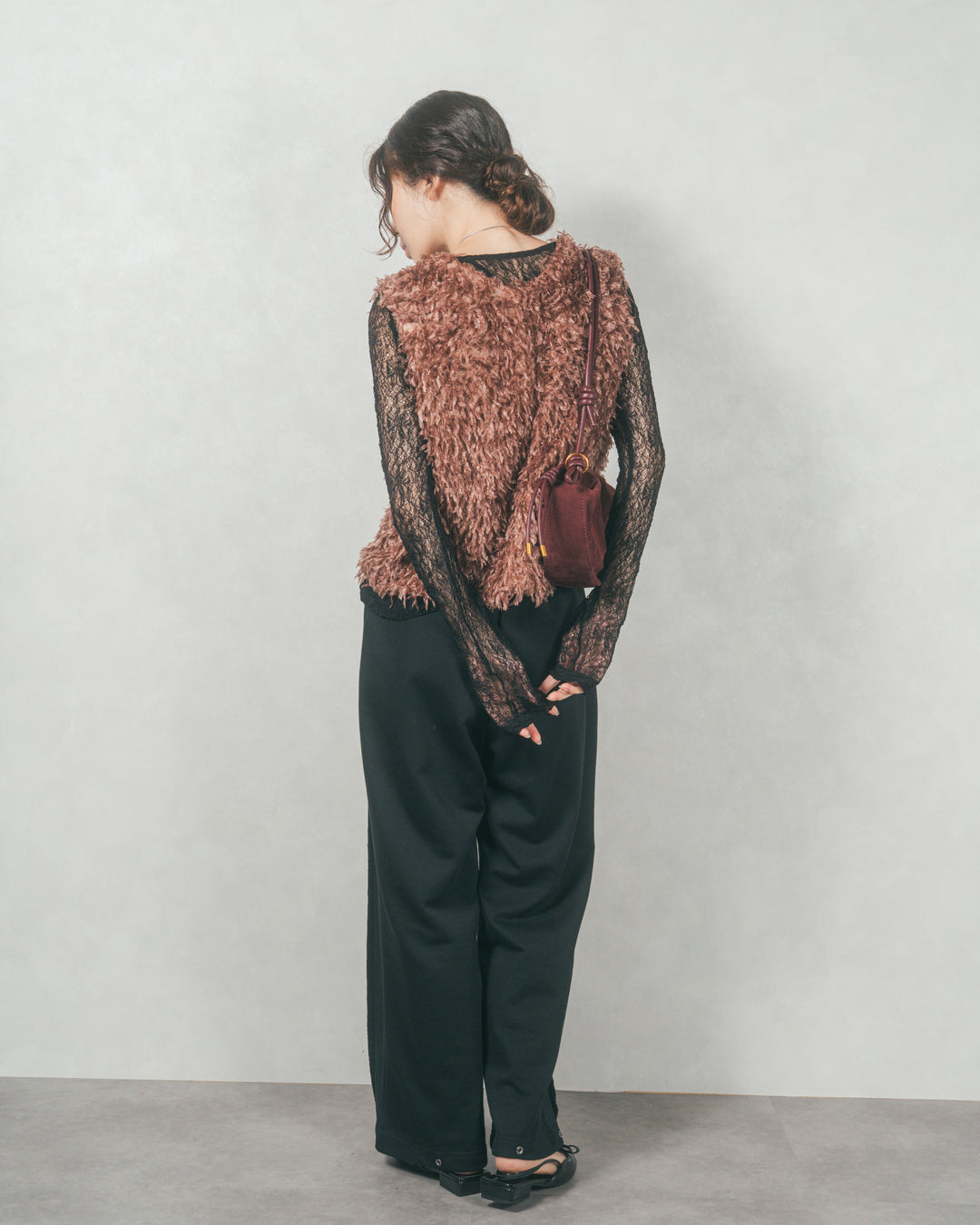 ストレッチレースシアートップス (BLACK)
