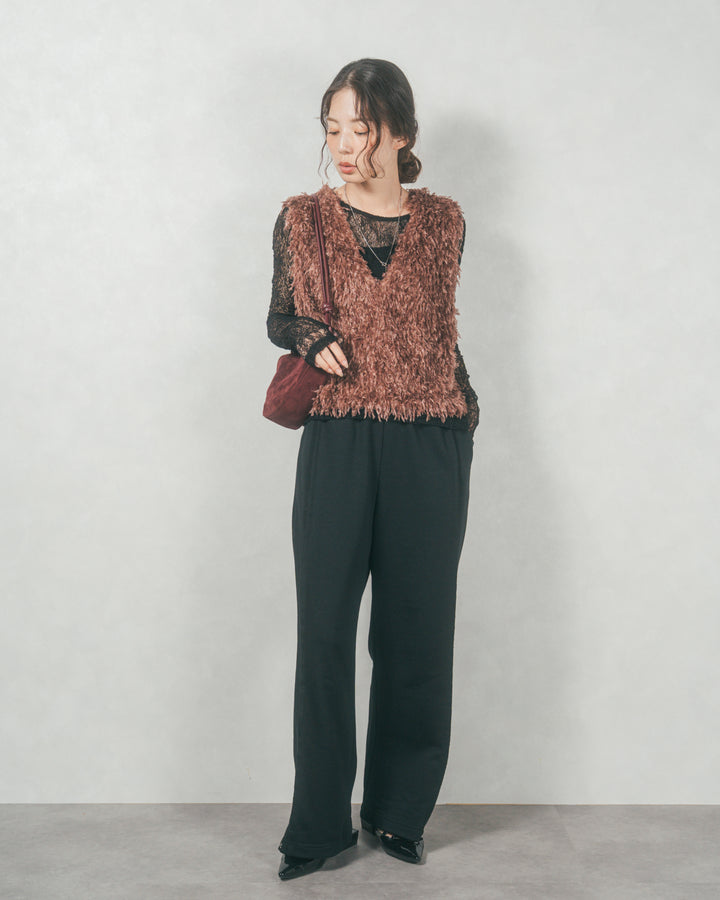 ストレッチレースシアートップス (BLACK)
