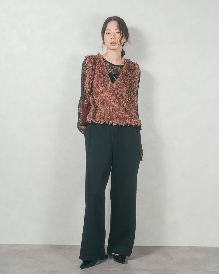 ストレッチレースシアートップス (BLACK)