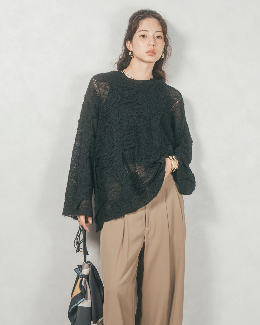 コージーオーバーサイズニット (BLACK)