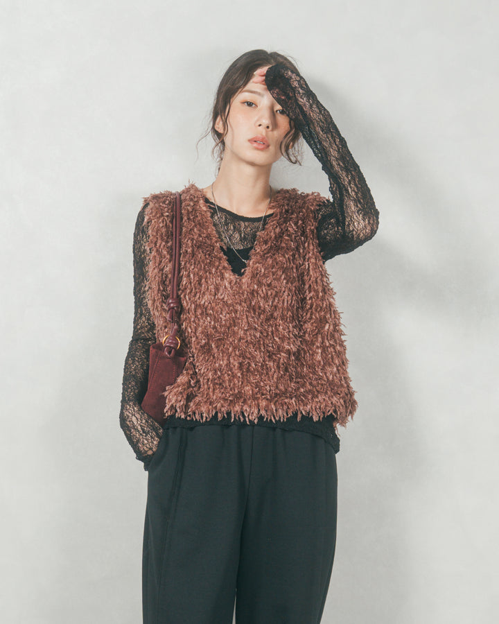 ストレッチレースシアートップス (BLACK)