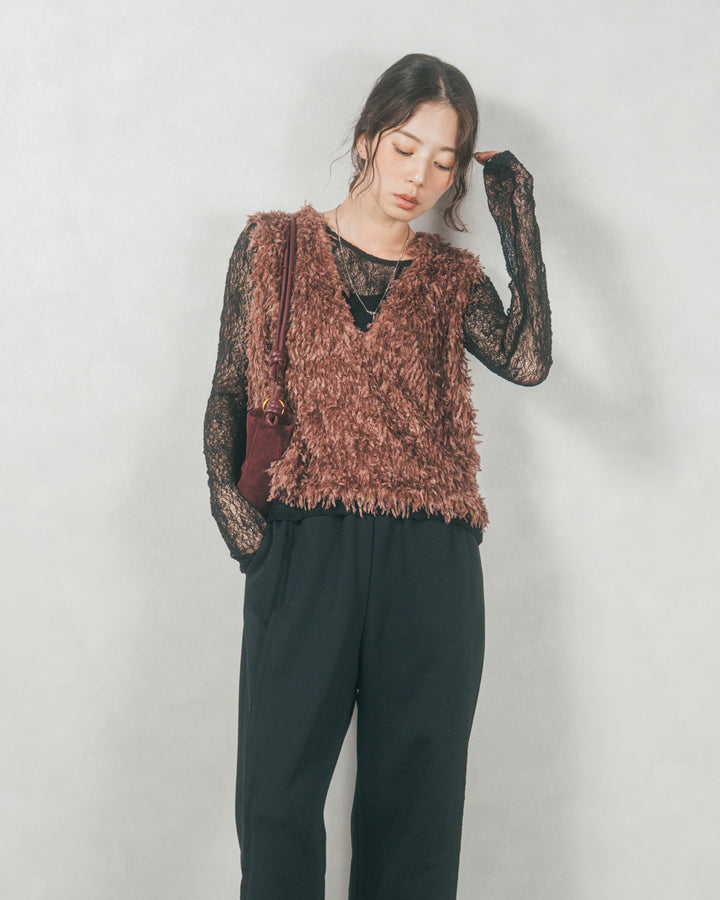ストレッチレースシアートップス (BLACK)