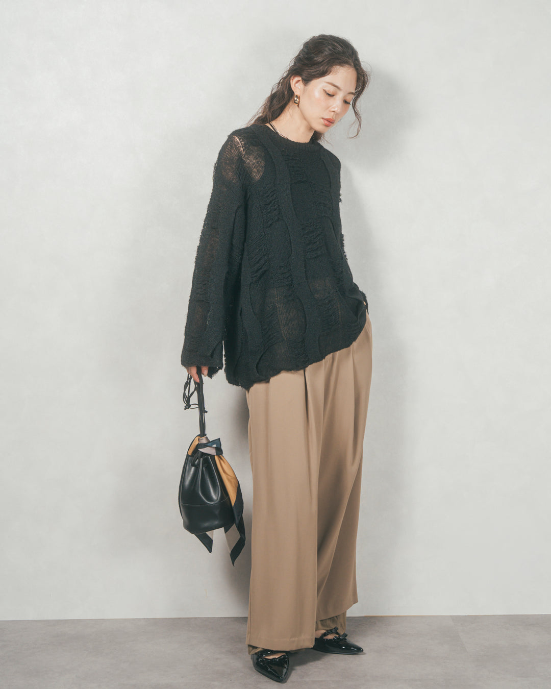 コージーオーバーサイズニット (BLACK)