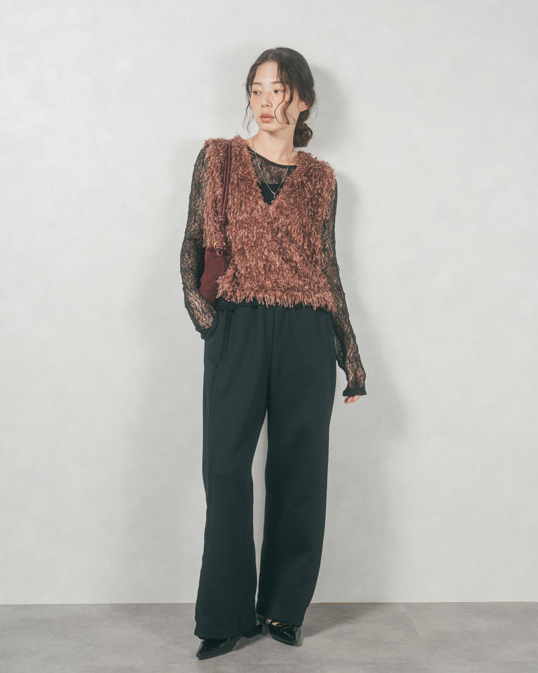ストレッチレースシアートップス (BLACK)